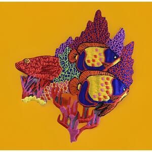 Coral Fish Patch Underwater Ocean Embroidered Iron On Applique 5"x4.75"